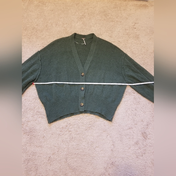 Free People Found My Friend Cardi Size M Green - Picture 8 of 10